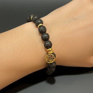 Designs by Forte Handmade Lava Bead Stretch Bracelet | Earthy Boho Zen